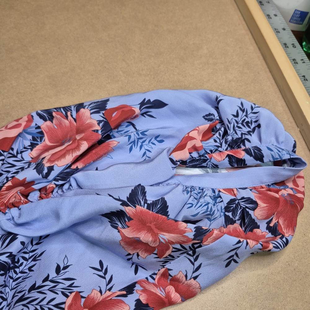 Parker Light Blue and Red Floral Silk Maxi Dress - Picture 10 of 11